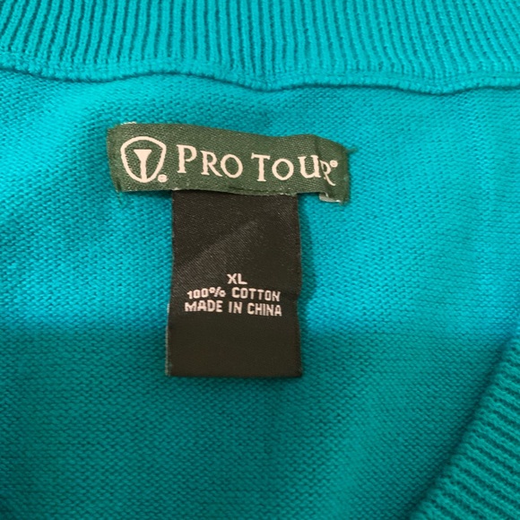Pro Tour Knit V-Neck Vest Sweater Aqua/Teal & Blue color Men’s - Picture 3 of 8